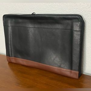 DEREK ALEXANDER Vintage Black & Brown Genuine Leather Underarm Portfolio Case